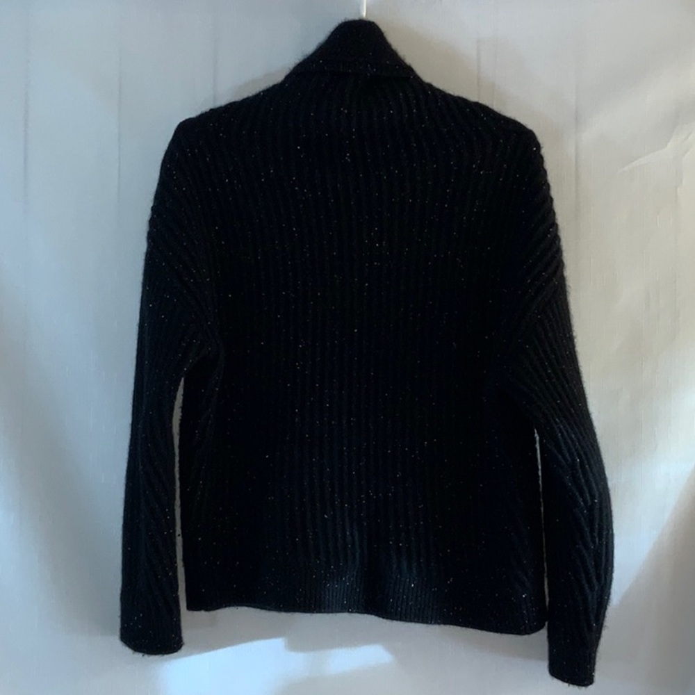 912 Nordstrom Cashmere Black Boxy Turtleneck Sweater with Silver - Picture 8 of 15